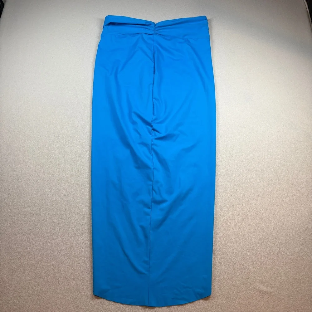 SKIMS Recycled Swim Sarong Skirt Turquoise Blue Twist Front XL Beach Resortwear